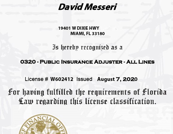 Florida Licensed Public Adjuster